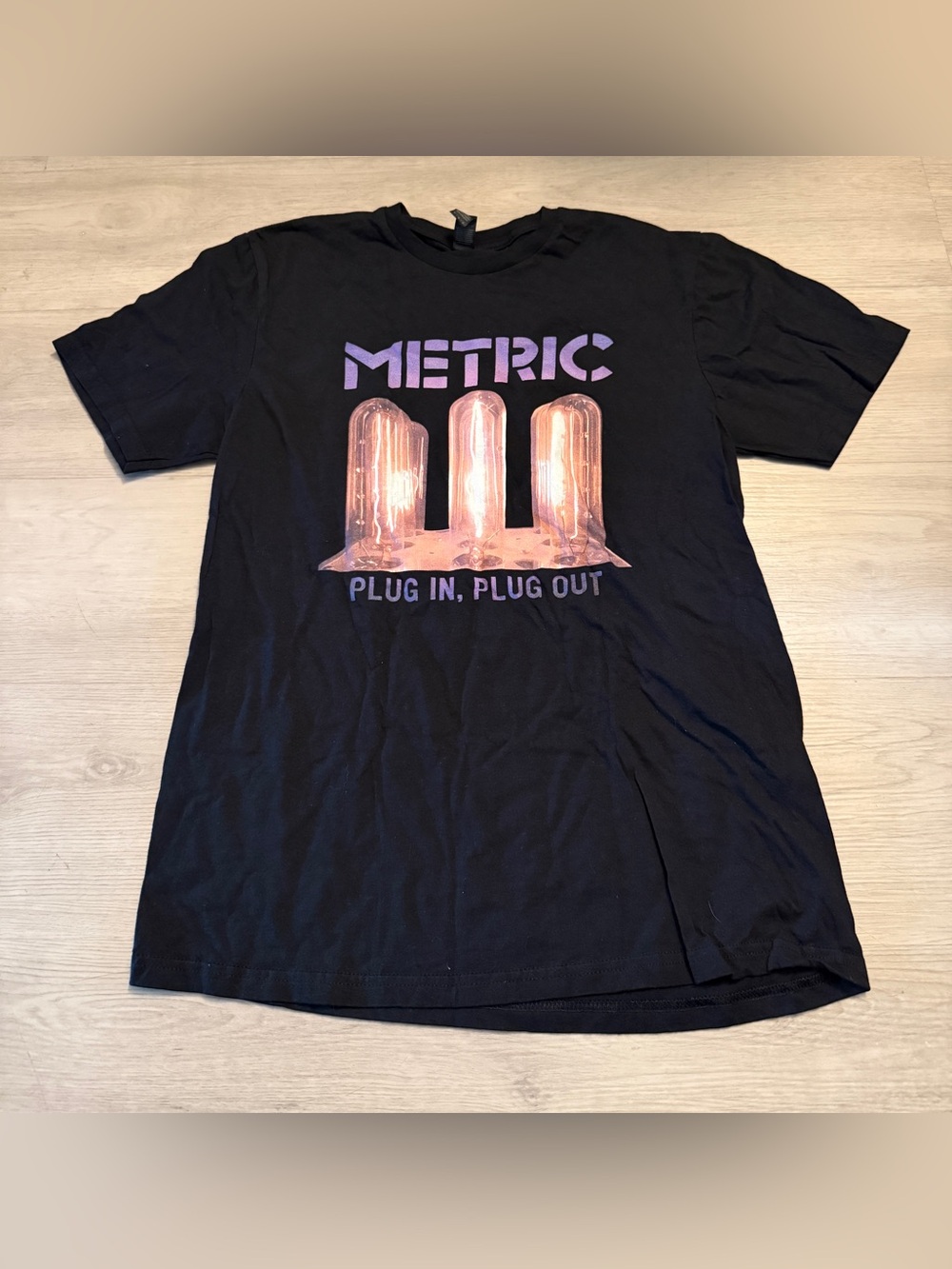 Metric Plug In Plug Out Acoustic EP Graphic T-Shirt Black Sz M 100% Cotton Indie